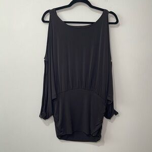 Y2K S-Twelve Black Cold Shoulder Batwing fairy witchy tunic Top Women’s Size L
